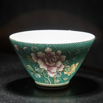 NLSLASI Čínska sada šálok na čaj Jingdezhen Pastel Technology Ručne maľovaná keramická šálka na čaj Cestovná prenosná miska na čaj Master Cup