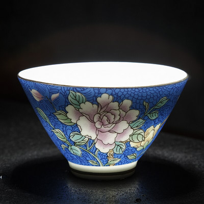 NLSLASI Čínska sada šálok na čaj Jingdezhen Pastel Technology Ručne maľovaná keramická šálka na čaj Cestovná prenosná miska na čaj Master Cup
