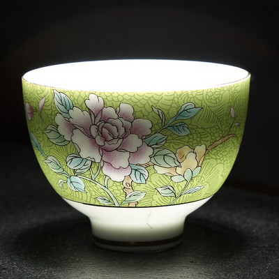 NLSLASI Čínska sada šálok na čaj Jingdezhen Pastel Technology Ručne maľovaná keramická šálka na čaj Cestovná prenosná miska na čaj Master Cup