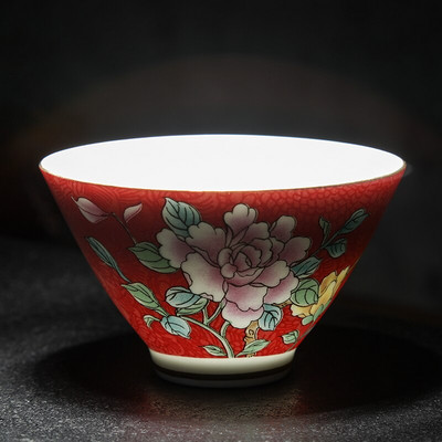 NLSLASI Čínska sada šálok na čaj Jingdezhen Pastel Technology Ručne maľovaná keramická šálka na čaj Cestovná prenosná miska na čaj Master Cup