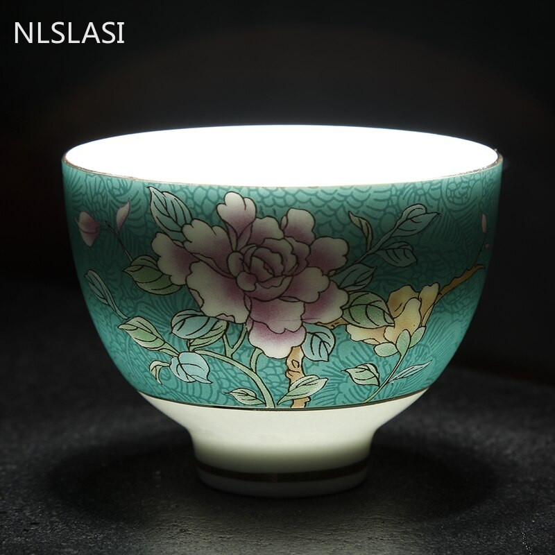 NLSLASI Čínska sada šálok na čaj Jingdezhen Pastel Technology Ručne maľovaná keramická šálka na čaj Cestovná prenosná miska na čaj Master Cup