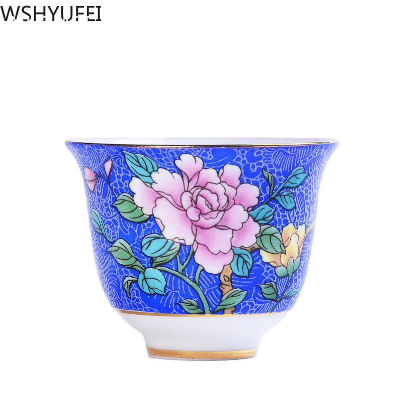 NLSLASI Čínska sada šálok na čaj Jingdezhen Pastel Technology Ručne maľovaná keramická šálka na čaj Cestovná prenosná miska na čaj Master Cup