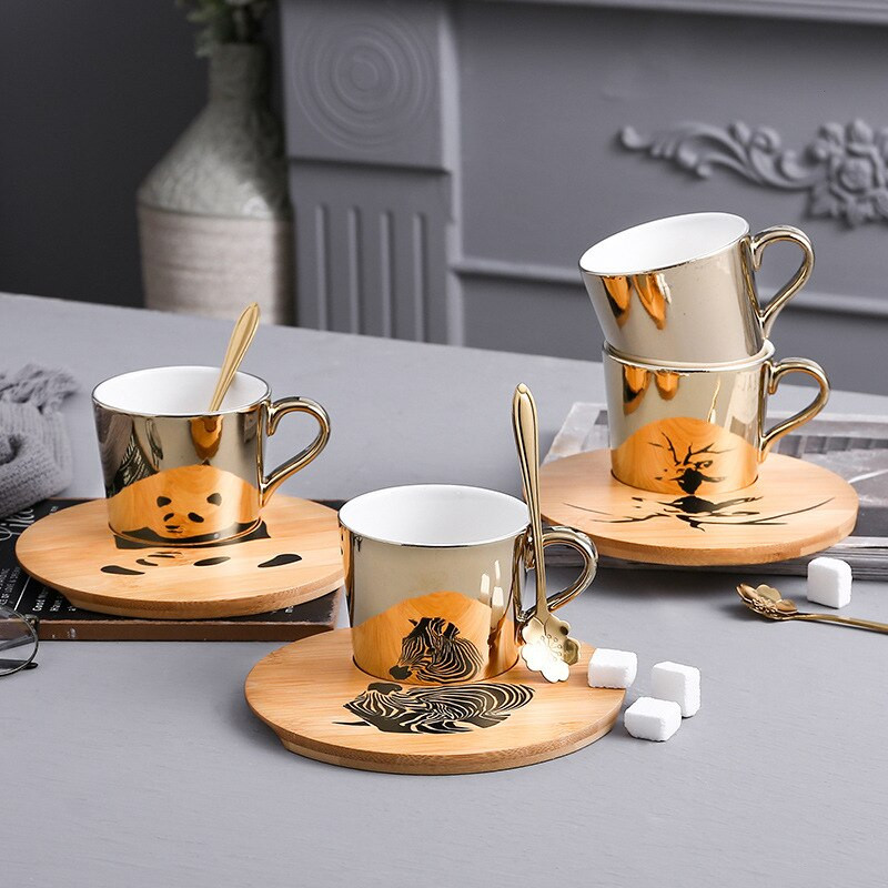 Luxusné porcelánové šálky s podšálkou, keramické jednoduché čajové súpravy, kreatívne kuchynské kávové šálky, tazy do kaviarne, bytové dekorácie