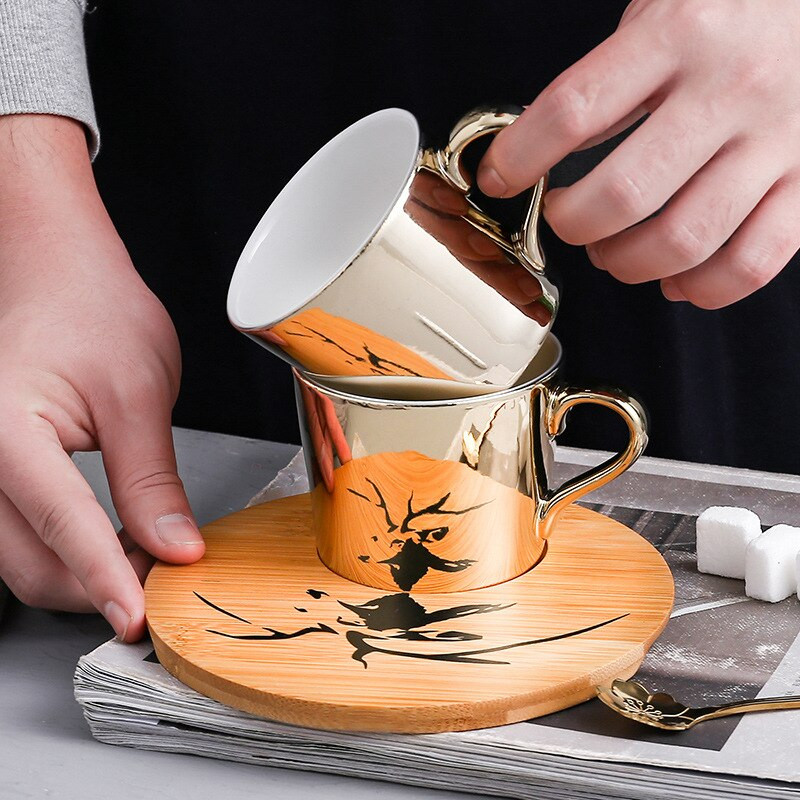 Luxusné porcelánové šálky s podšálkou, keramické jednoduché čajové súpravy, kreatívne kuchynské kávové šálky, tazy do kaviarne, bytové dekorácie