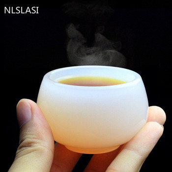 NLSLASI 2 PCS Нов висококачествен бял порцеланов сует нефрит Чаша за чай Китайска керамична майсторска чаша за чай Лична чаша за чаша