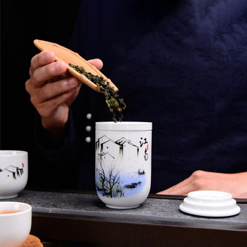 Портативен сервиз за пътуване в китайски стил, керамичен сервиз за чай Gaiwan