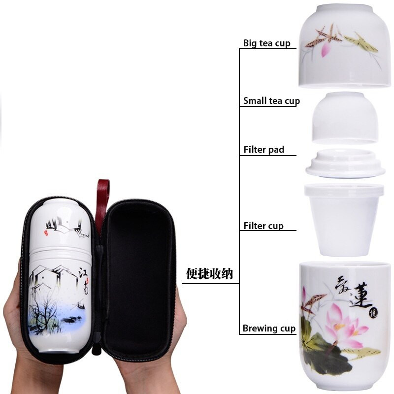 Kinų stiliaus nešiojamieji kelioniniai indai Keraminis Gaiwan arbatos rinkinys