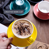 220 ml-es kerámia kávéscsészék Kávéscsésze-készlet Európai stílusú cappuccino csésze tejes mokkás tea kávéscsészéhez csészealjjal