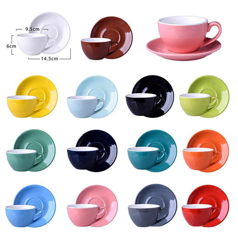 220 ml-es kerámia kávéscsészék Kávéscsésze-készlet Európai stílusú cappuccino csésze tejes mokkás tea kávéscsészéhez csészealjjal