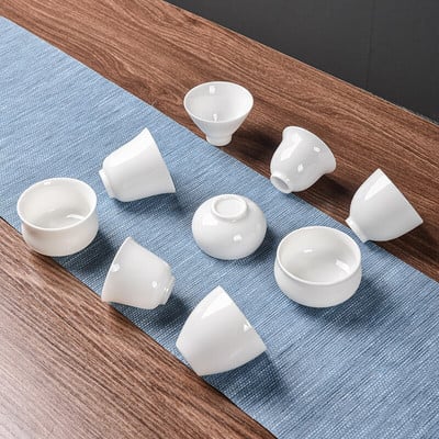 Dehua White Porcelain Master Cup Viena keramikas tējas krūze Viena lanolīna nefrīta mājsaimniecības kungfu tējas komplekts tējas krūzes komplekts