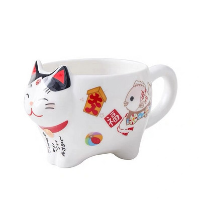 Aranyos japán Lucky Cat porcelán teáskészlet Kreatív Maneki Neko kerámia teáscsésze vízforraló szűrővel Irodai teáskanna vizes bögre