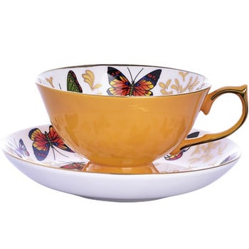 European Light Luxury Coffee Cup English Afternoon Cup Bone China Butterfly Gold Edge σετ τσαγιού Κεραμικά φλιτζάνια και πιατάκια μαύρου τσαγιού