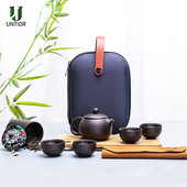 Violetinis molinis Kung Fu arbatinukas 200ml Kiniškas porcelianinis arbatinukas Yixing Zisha 4 puodeliai Kung Fu Travel Arbatos puodelis Rankų darbo arbatos puodelio puodelio rinkinys