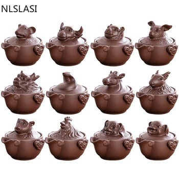 Κινέζικο Twelve zodiac Φορητό σετ τσαγιού ταξιδιού Yixing Purple Clay Teapot Quik Pots Teaware Chinese Drink Teapots NLSLASI