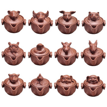 Κινέζικο Twelve zodiac Φορητό σετ τσαγιού ταξιδιού Yixing Purple Clay Teapot Quik Pots Teaware Chinese Drink Teapots NLSLASI