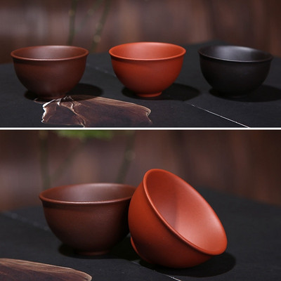 4 db/tétel Kínai Kínai Kung fu tea csésze (30,55,75 ml) három különböző színű YiXing Purple Clay teáscsésze készlet teához