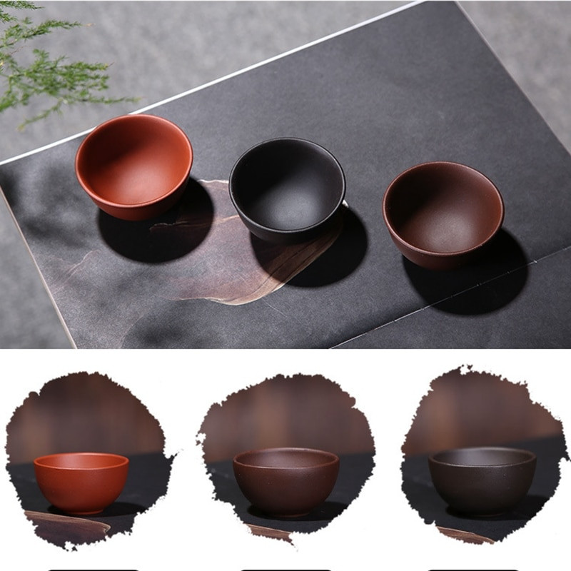 4 db/tétel Kínai Kínai Kung fu tea csésze (30,55,75 ml) három különböző színű YiXing Purple Clay teáscsésze készlet teához