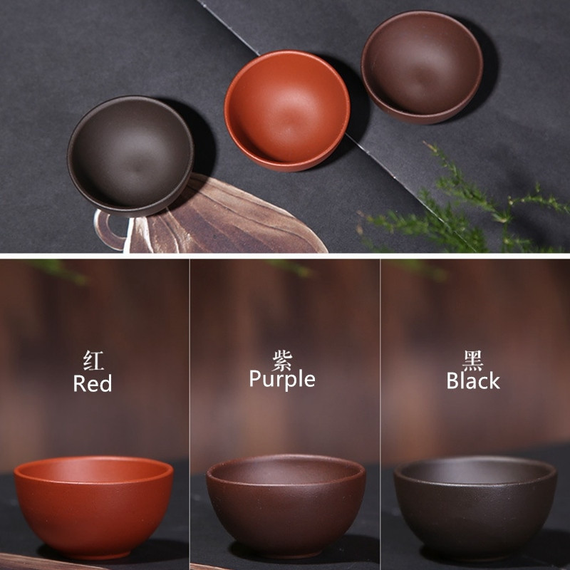 4 db/tétel Kínai Kínai Kung fu tea csésze (30,55,75 ml) három különböző színű YiXing Purple Clay teáscsésze készlet teához