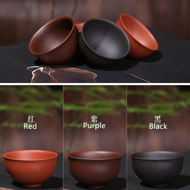 4 db/tétel Kínai Kínai Kung fu tea csésze (30,55,75 ml) három különböző színű YiXing Purple Clay teáscsésze készlet teához