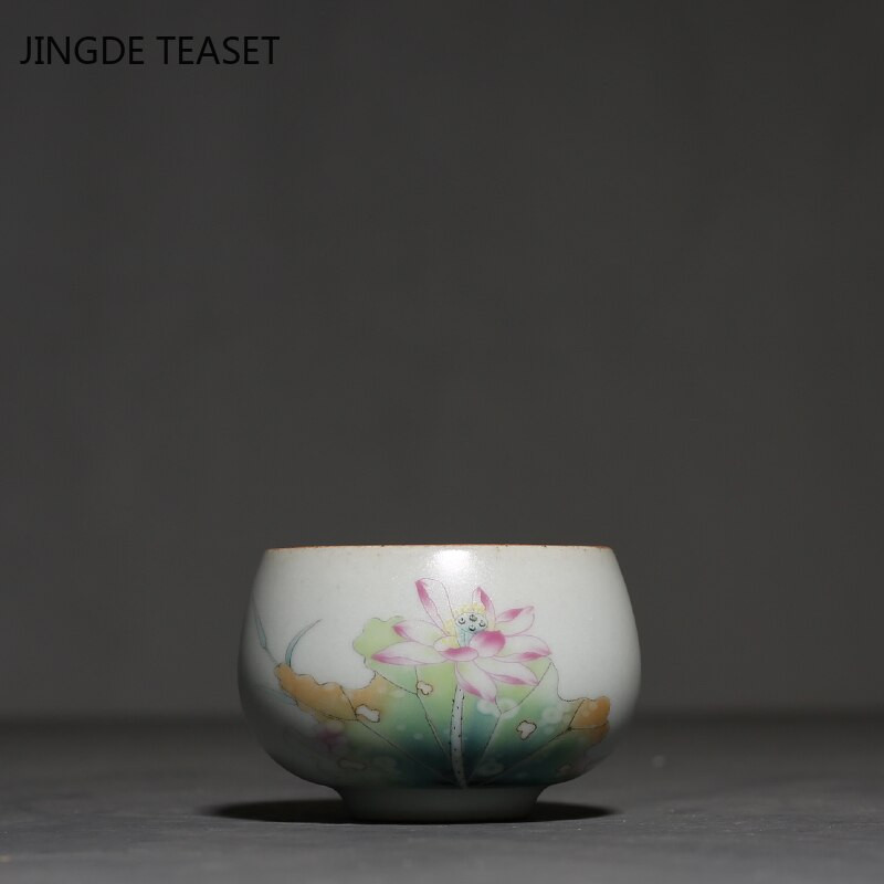 4 kom/lot Kineska ručno oslikana keramička šalica za čaj Retro Ru Kiln zdjela za čaj Ručno izrađeni butik set za čaj Osobna posuda za piće s jednom šalicom