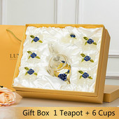 Raudonos rožės emalio krištolo gėlių arbatos stikliniai puodeliai karštiems ir šaltiems gėrimams stiklinių puodelių rinkinys Namų gėrimų biuro dovanų dėžutė arbatos rinkinys