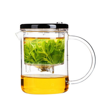 SAMADOYO High Grade Glass Gongfu Teaset Press AUTO-OPEN Art Tea Cup Teapot With Infuser Елегантни комплекти за чай Стъклен чайник 350ML