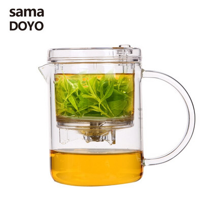 SAMADOYO Kiváló minőségű üveg Gongfu teaset Press AUTO-OPEN Art Tea Cup teáskanna infúzióval Elegáns teáskészletek Üveg teáskanna 350ml