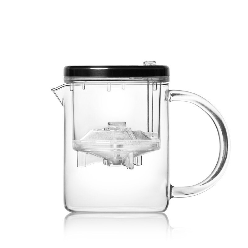 SAMADOYO Kiváló minőségű üveg Gongfu teaset Press AUTO-OPEN Art Tea Cup teáskanna infúzióval Elegáns teáskészletek Üveg teáskanna 350ml