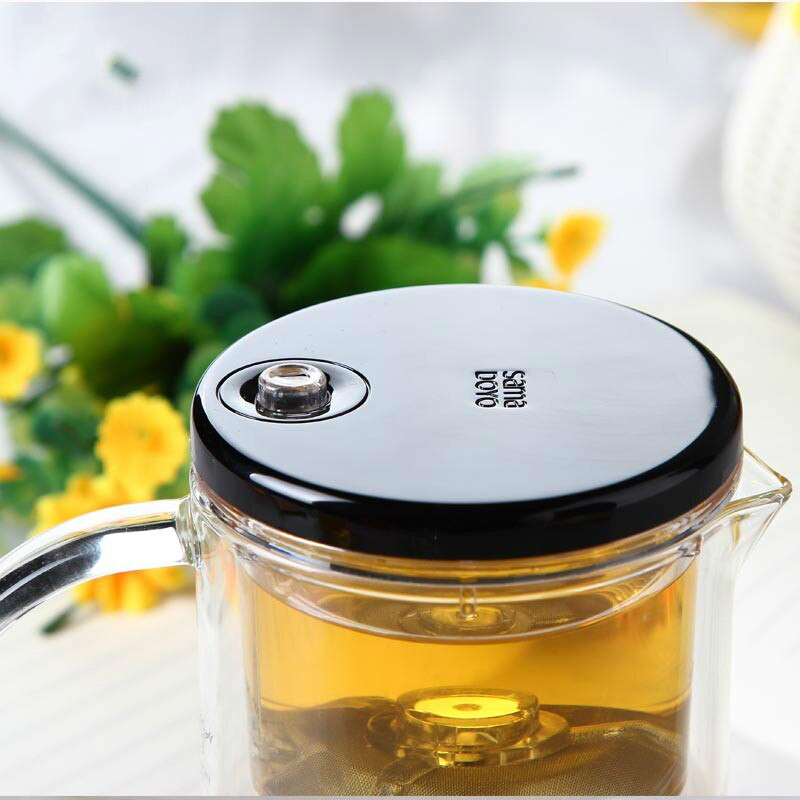 SAMADOYO Kiváló minőségű üveg Gongfu teaset Press AUTO-OPEN Art Tea Cup teáskanna infúzióval Elegáns teáskészletek Üveg teáskanna 350ml