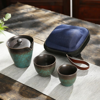 японски eseceramic комплект за чай чайник gaiwan с 3 чаши комплекти за чай преносим комплект за чай за пътуване drinkw Безплатна доставка