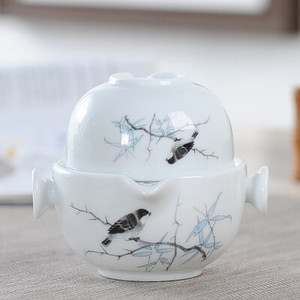 Kinietiškas kung fu arbatos rinkinys Įeina 1 puodas 1 puodelis, gražus ir paprastas arbatinukas, kraštovaizdžio tapybos kelioninis arbatos rinkinys elegantiškas Gaiwan