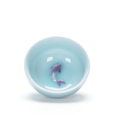 6db/készlet Celadon színű aranyhal teáscsésze,Kung Fu teáscsésze készlet Glaze Travel Tea Bowl Kínai porcelán teáscsésze készlet Tea kiegészítők