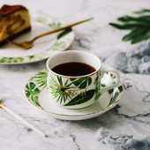 Nordic Creative Plant Green Leaf Bone China Phnom Penh kávéscsésze étel Fresh Turtle Back Bambusz kerámia fekete tea csésze