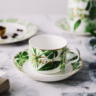 Nordic Creative Plant Green Leaf Bone China Phnom Penh kávéscsésze étel Fresh Turtle Back Bambusz kerámia fekete tea csésze