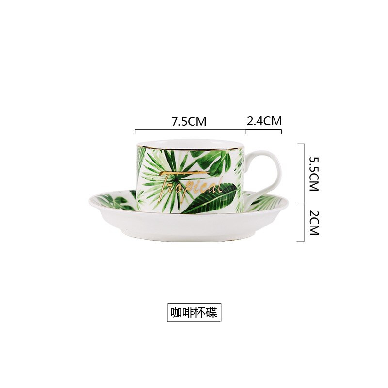 Nordic Creative Plant Green Leaf Bone China Phnom Penh kávéscsésze étel Fresh Turtle Back Bambusz kerámia fekete tea csésze