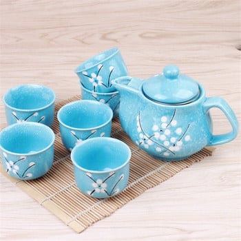 Ιαπωνικό Cherry Blossom Teapots Set 1 Pot 6 Cups Ceramic Drinkware Tea Pot Σετ τσαγιού Home Office Βραστήρας Drop Shipping