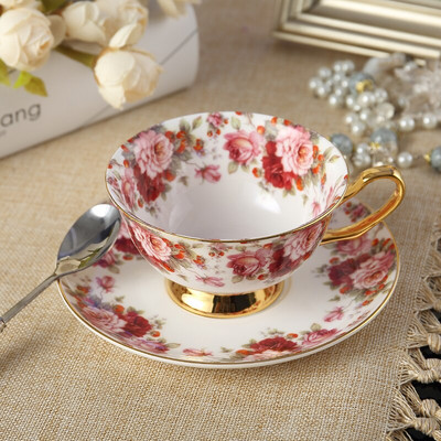 Klasszikus brit vörös teás csészék, kiváló minőségű porcelán kávéscsészék, csúcskategóriás kerámia csészék a csontkínai háztartásban.