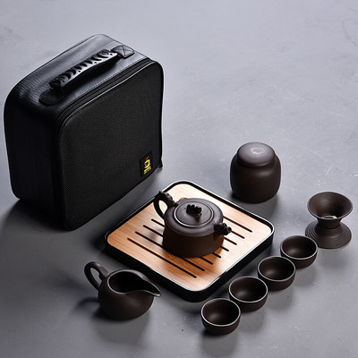 10 vnt Kung fu arbatos rinkinys mielas lengvas virdulys, nešiojamas kiniškas kelioninis keraminis arbatinukas Keraminis padėklas Kavos Gaiwan puodelis