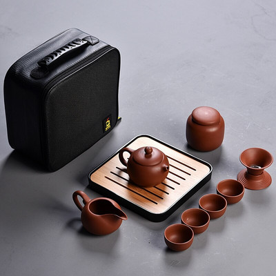 10 vnt Kung fu arbatos rinkinys mielas lengvas virdulys, nešiojamas kiniškas kelioninis keraminis arbatinukas Keraminis padėklas Kavos Gaiwan puodelis