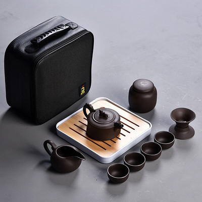 10 vnt Kung fu arbatos rinkinys mielas lengvas virdulys, nešiojamas kiniškas kelioninis keraminis arbatinukas Keraminis padėklas Kavos Gaiwan puodelis