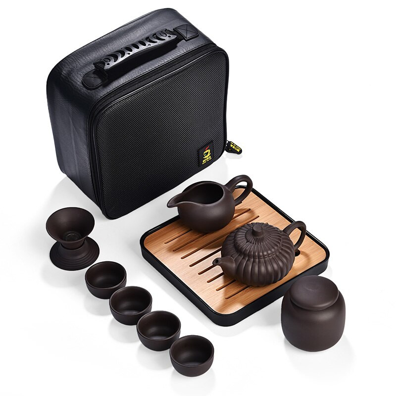 10 vnt Kung fu arbatos rinkinys mielas lengvas virdulys, nešiojamas kiniškas kelioninis keraminis arbatinukas Keraminis padėklas Kavos Gaiwan puodelis