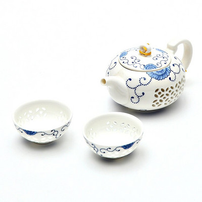 kék-fehér gyönyörű kerámia teáskanna vízforraló teáscsésze porcelán kínai kung fu teáskészlet ivóeszköz
