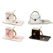 Zlatno oslikana šalica za kavu i set tanjurića Kreativna torba za modeliranje Keramički tanjurić Šalica Šalica za kavu Originalnost