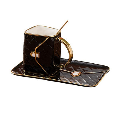 Zlatno oslikana šalica za kavu i set tanjurića Kreativna torba za modeliranje Keramički tanjurić Šalica Šalica za kavu Originalnost