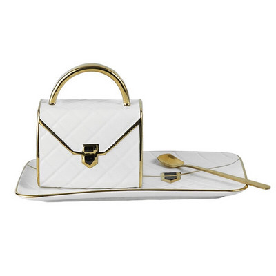 Zlatno oslikana šalica za kavu i set tanjurića Kreativna torba za modeliranje Keramički tanjurić Šalica Šalica za kavu Originalnost