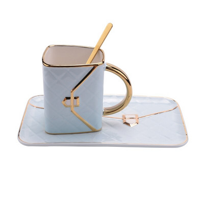 Zlatno oslikana šalica za kavu i set tanjurića Kreativna torba za modeliranje Keramički tanjurić Šalica Šalica za kavu Originalnost