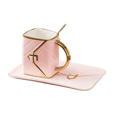 Zlatno oslikana šalica za kavu i set tanjurića Kreativna torba za modeliranje Keramički tanjurić Šalica Šalica za kavu Originalnost