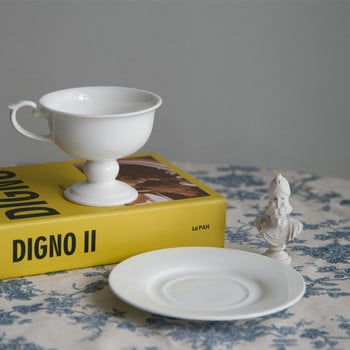 Κούπα καφέ Bone China Χειροποίητο Κεραμικό Κύπελλο Espresso σετ και σετ πιατέλας Nordic Style Creative Pure White Απογευματινές κούπες