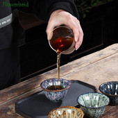 Порцеланова керамична чаша за чай Купа за чай Сервиз за чай Чаша Пещ Променена Tianmu Glaze Tea Master Единична чаша Малка чаена чаша Шапка Седем цвята