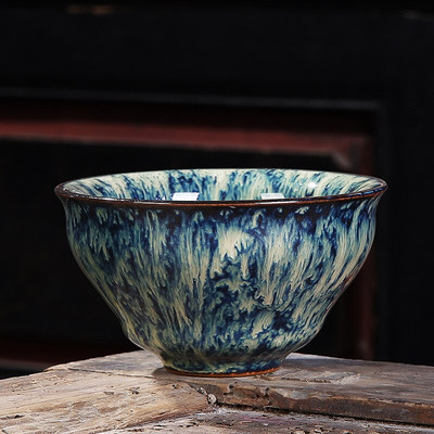 Порцеланова керамична чаша за чай Купа за чай Сервиз за чай Чаша Пещ Променена Tianmu Glaze Tea Master Единична чаша Малка чаена чаша Шапка Седем цвята